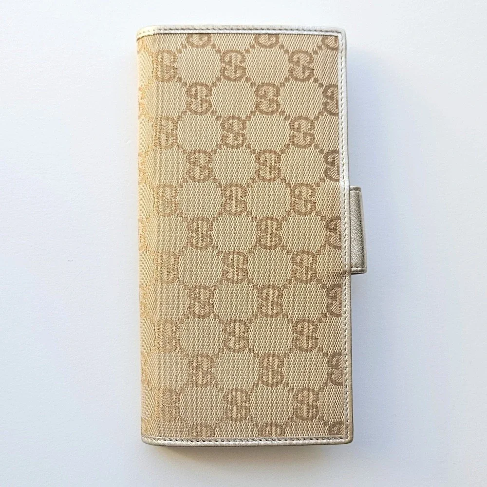 Gucci Abbey D-Ring Long Wallet GG Monogram Canvas Metallic Gold - Picture 11 of 15